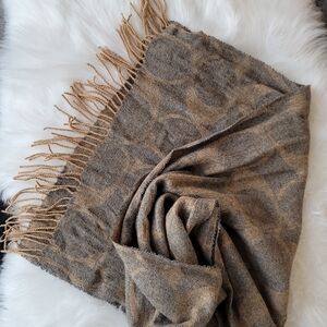 Coach Wool Blend Scarf in Beige and Charcoal